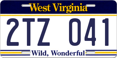 WV license plate 2TZ041