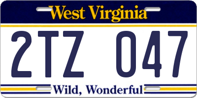 WV license plate 2TZ047