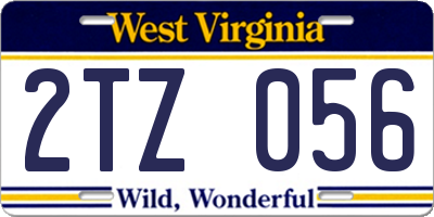 WV license plate 2TZ056
