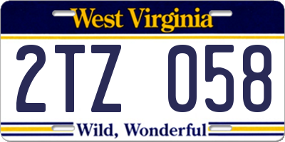 WV license plate 2TZ058
