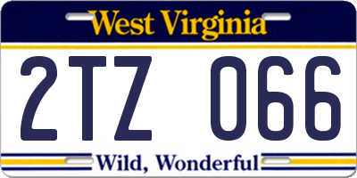 WV license plate 2TZ066