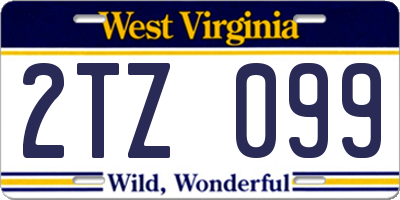WV license plate 2TZ099
