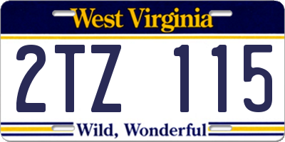 WV license plate 2TZ115