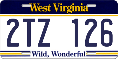 WV license plate 2TZ126