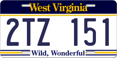 WV license plate 2TZ151