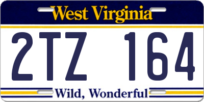 WV license plate 2TZ164