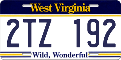 WV license plate 2TZ192