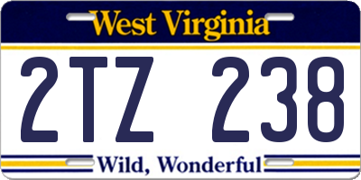 WV license plate 2TZ238