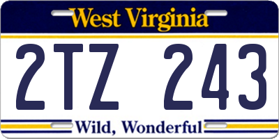 WV license plate 2TZ243