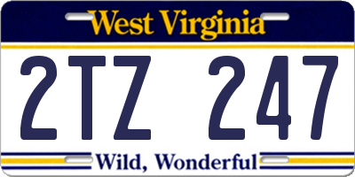 WV license plate 2TZ247