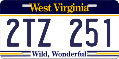 WV license plate 2TZ251