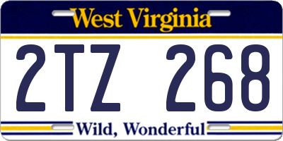 WV license plate 2TZ268