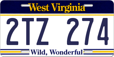 WV license plate 2TZ274