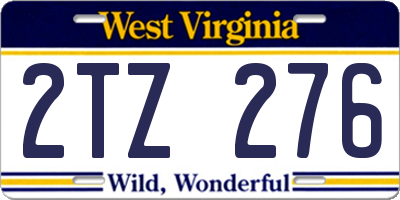 WV license plate 2TZ276