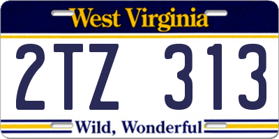WV license plate 2TZ313