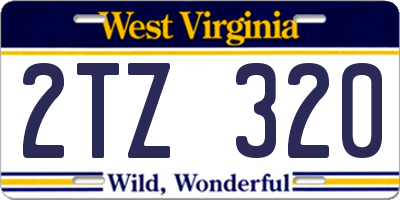 WV license plate 2TZ320