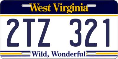 WV license plate 2TZ321