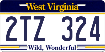 WV license plate 2TZ324