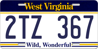 WV license plate 2TZ367