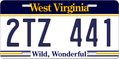 WV license plate 2TZ441
