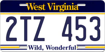 WV license plate 2TZ453