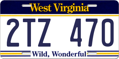 WV license plate 2TZ470