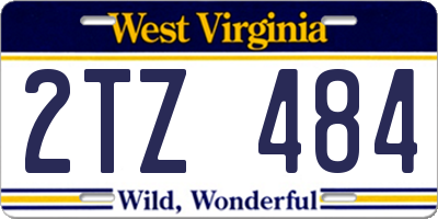 WV license plate 2TZ484