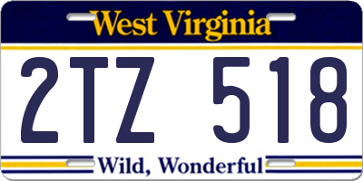 WV license plate 2TZ518