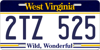 WV license plate 2TZ525
