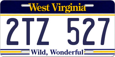 WV license plate 2TZ527