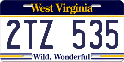 WV license plate 2TZ535