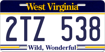 WV license plate 2TZ538