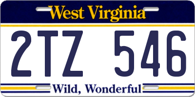 WV license plate 2TZ546