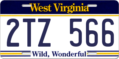 WV license plate 2TZ566