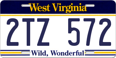 WV license plate 2TZ572