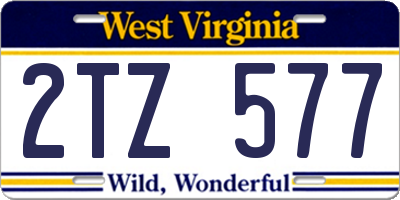 WV license plate 2TZ577