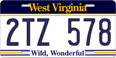 WV license plate 2TZ578