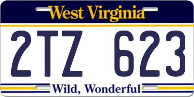 WV license plate 2TZ623