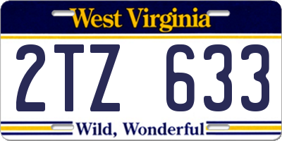 WV license plate 2TZ633