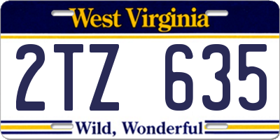 WV license plate 2TZ635