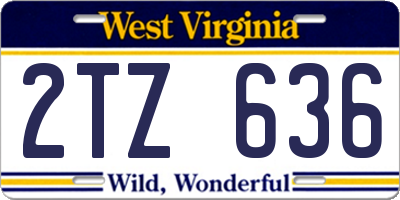 WV license plate 2TZ636