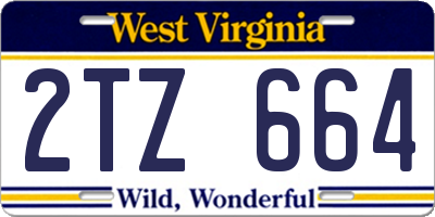WV license plate 2TZ664