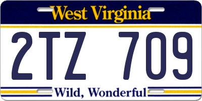 WV license plate 2TZ709