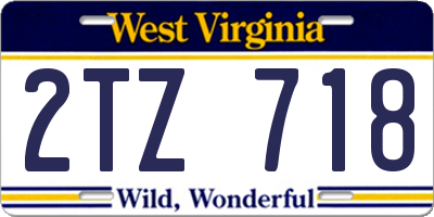 WV license plate 2TZ718