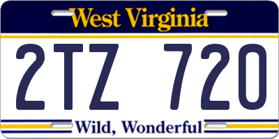 WV license plate 2TZ720