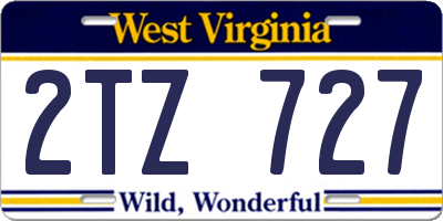 WV license plate 2TZ727