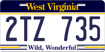 WV license plate 2TZ735