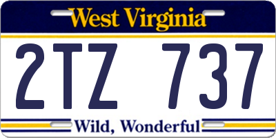 WV license plate 2TZ737