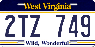 WV license plate 2TZ749