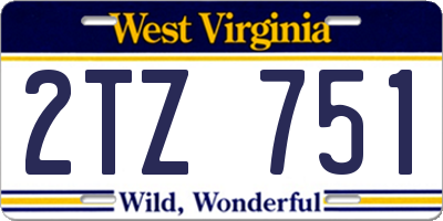 WV license plate 2TZ751